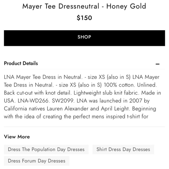 LNA Mayer Tee Midi Dress Honey Gold - Picture 2 of 8